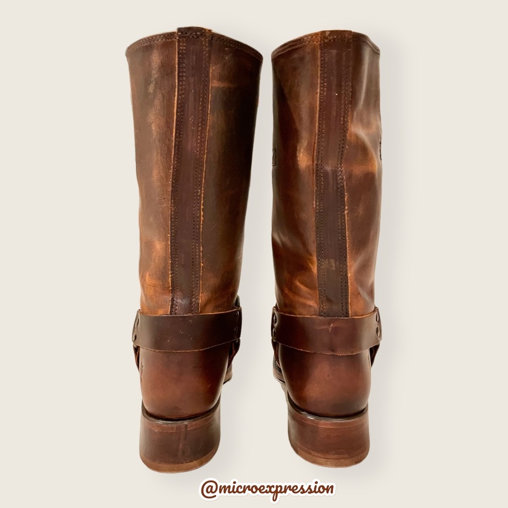 Frye 150th Anniversary Harness 12R Cognac Leather Cavalry Cowboy Distressed Boot - Picture 12 of 16